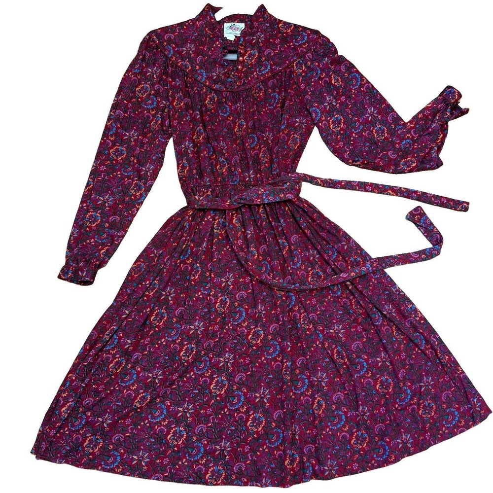 Lanz Dress Small Floral Prairie Long Sleeve Boho Cottagecore Western Vintage 70s